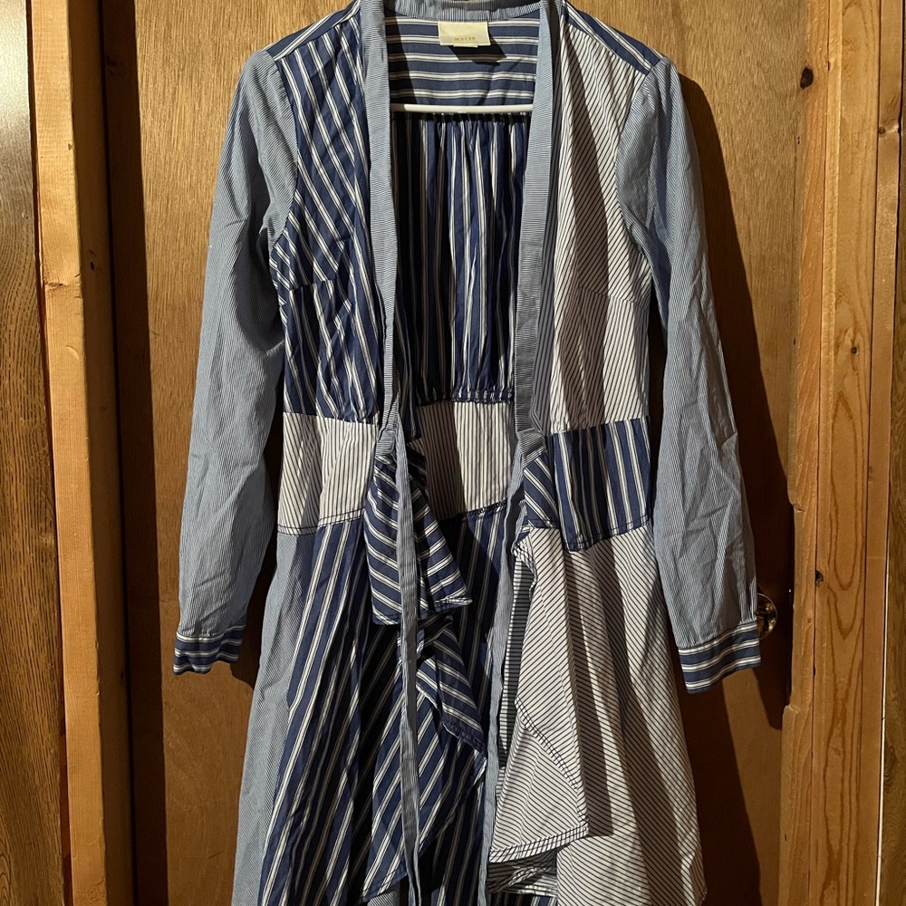 Maeve Blue and White Striped Long Cover Up